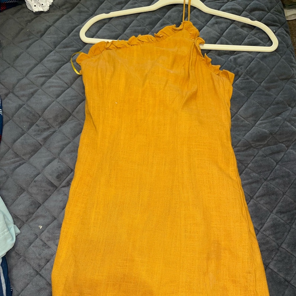 Yellow one shoulder dress